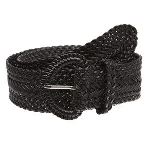 2538 2 Inch Wide Hand Made Soft Metallic Woven Braided Round Belt, Black M/l